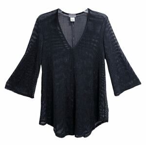 Whimsigoth Womens Sheer Mesh Tunic Top Size Medium Black Witchy Edgy Emo Alt